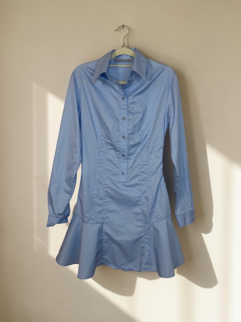 Stella McCartney Pale Blue Long-Sleeve Shirt Dress